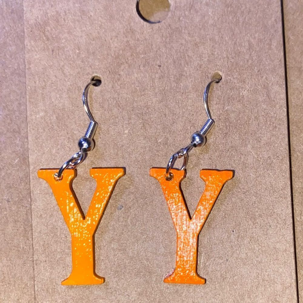 ☀️3/$9☀️ Letter “Y” Earrings with Sterling Silver Hooks. (Orange)
